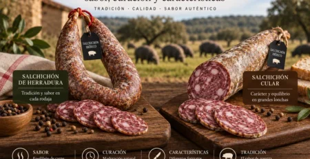 Comparativa entre salchichón ibérico de herradura y salchichón cular de Embutidos Guareño