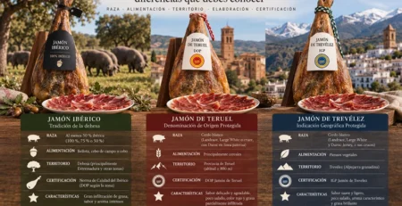 Diferencias entre jamones ibérico, Jamón de Teruel y Jamón de Trevélez